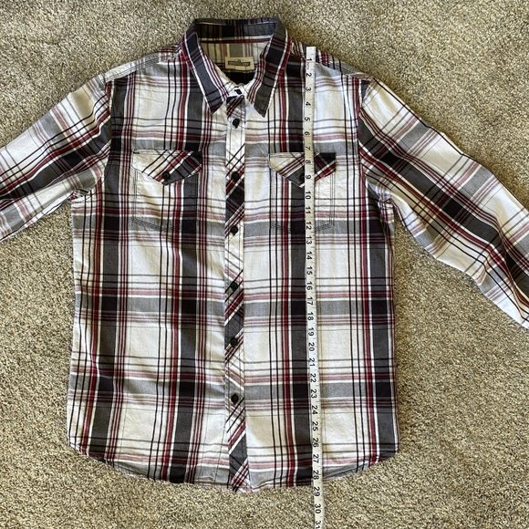 Distillery plaid black stitching button down long sleeve shirt. Men’s size Large - Picture 11 of 11